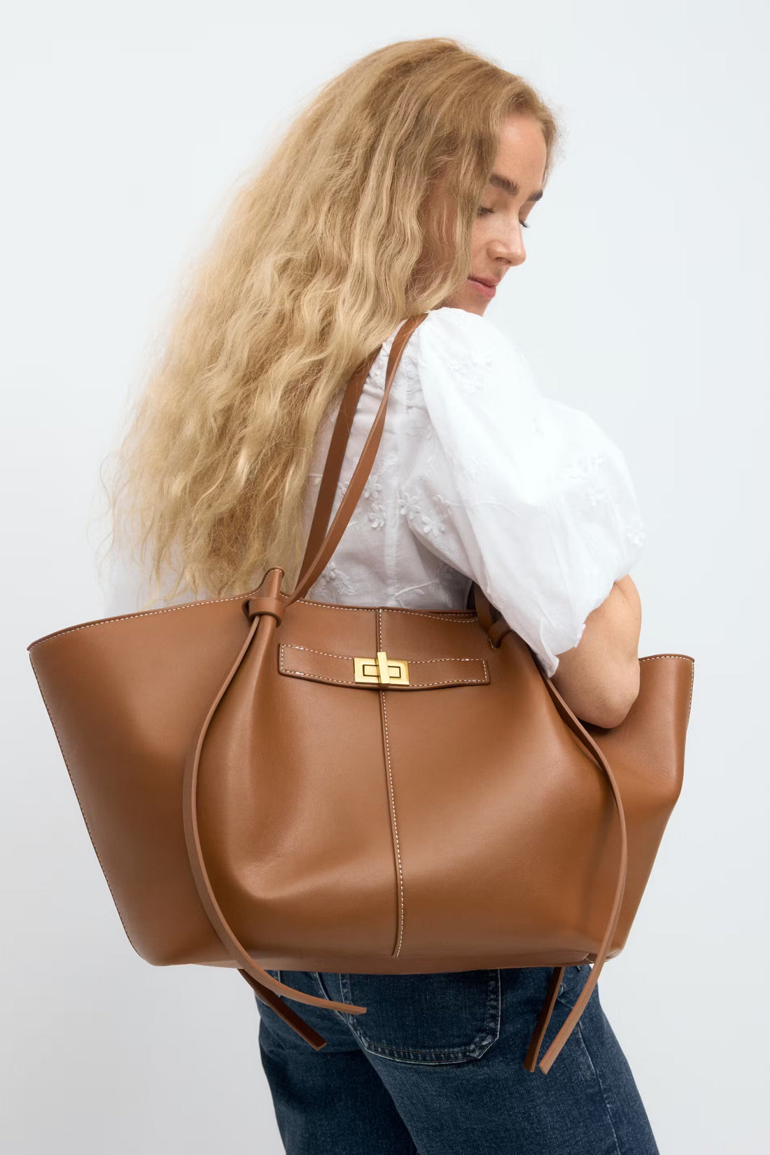 Long strap pu bag - Marron