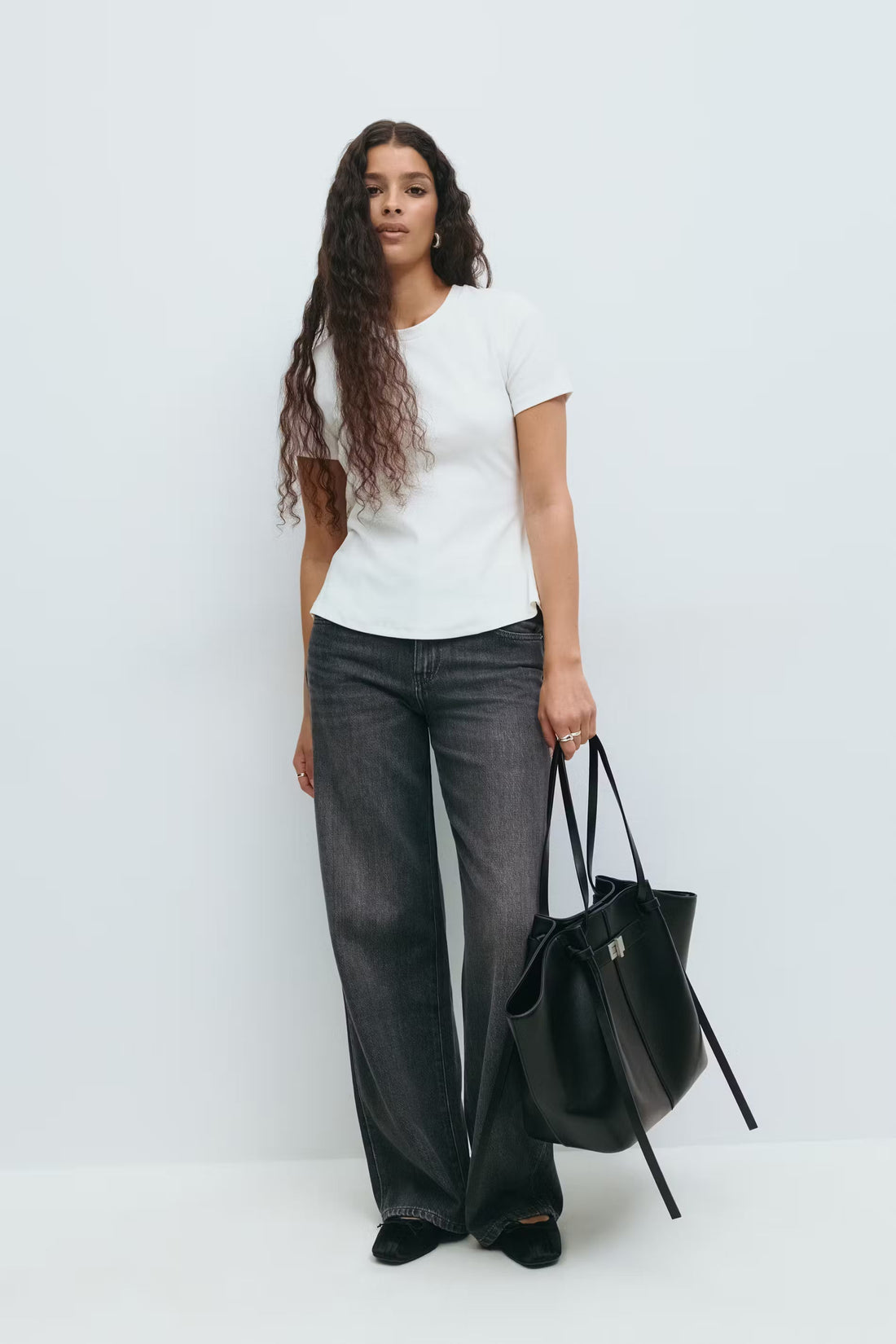Long strap pu bag - Noir & Argent
