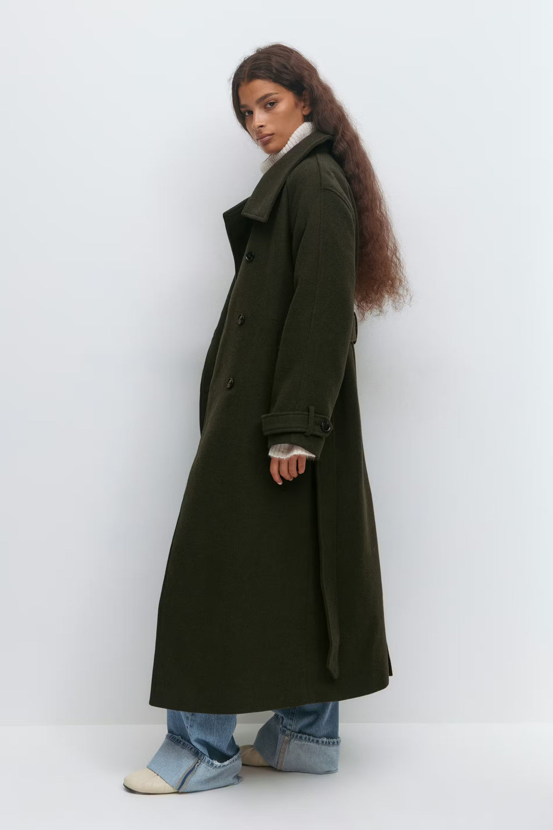 Belted wool blend coat