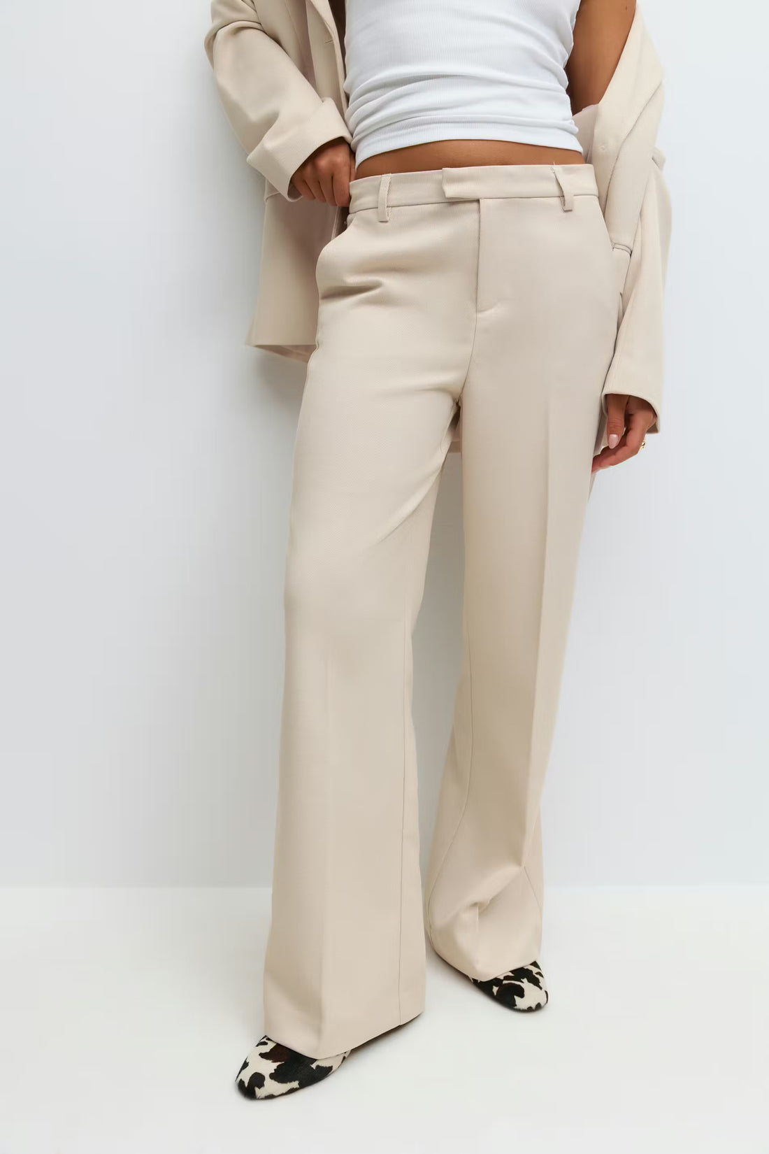 Straight twill trousers