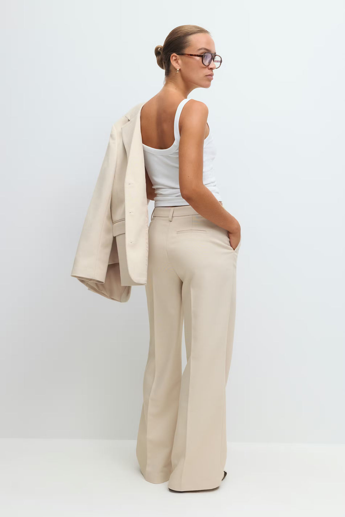 Straight twill trousers