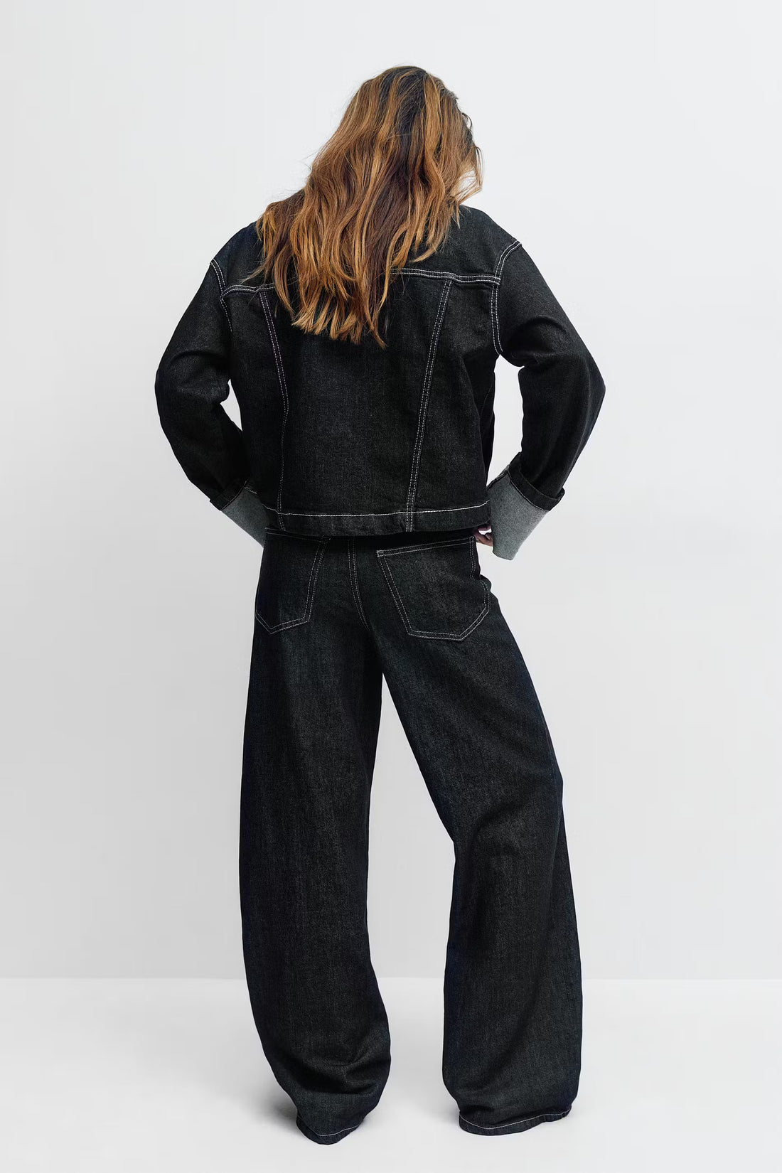 Wide front seam jeans