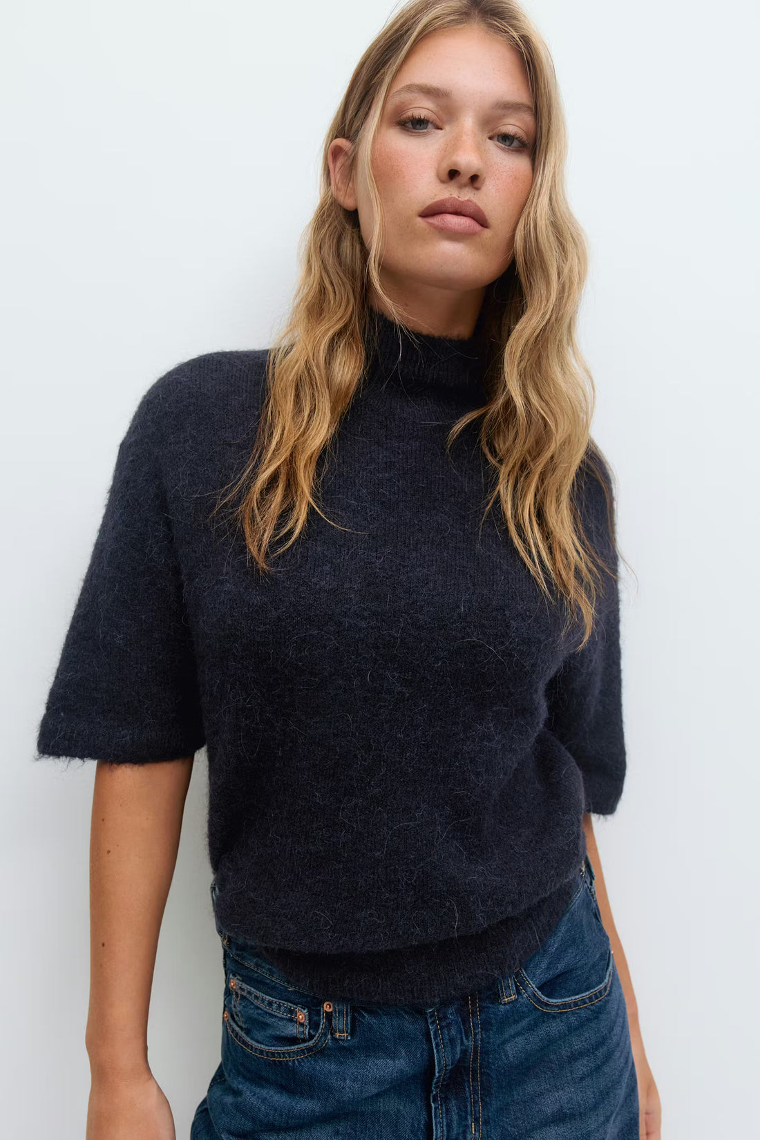 Funnel neck knitted top