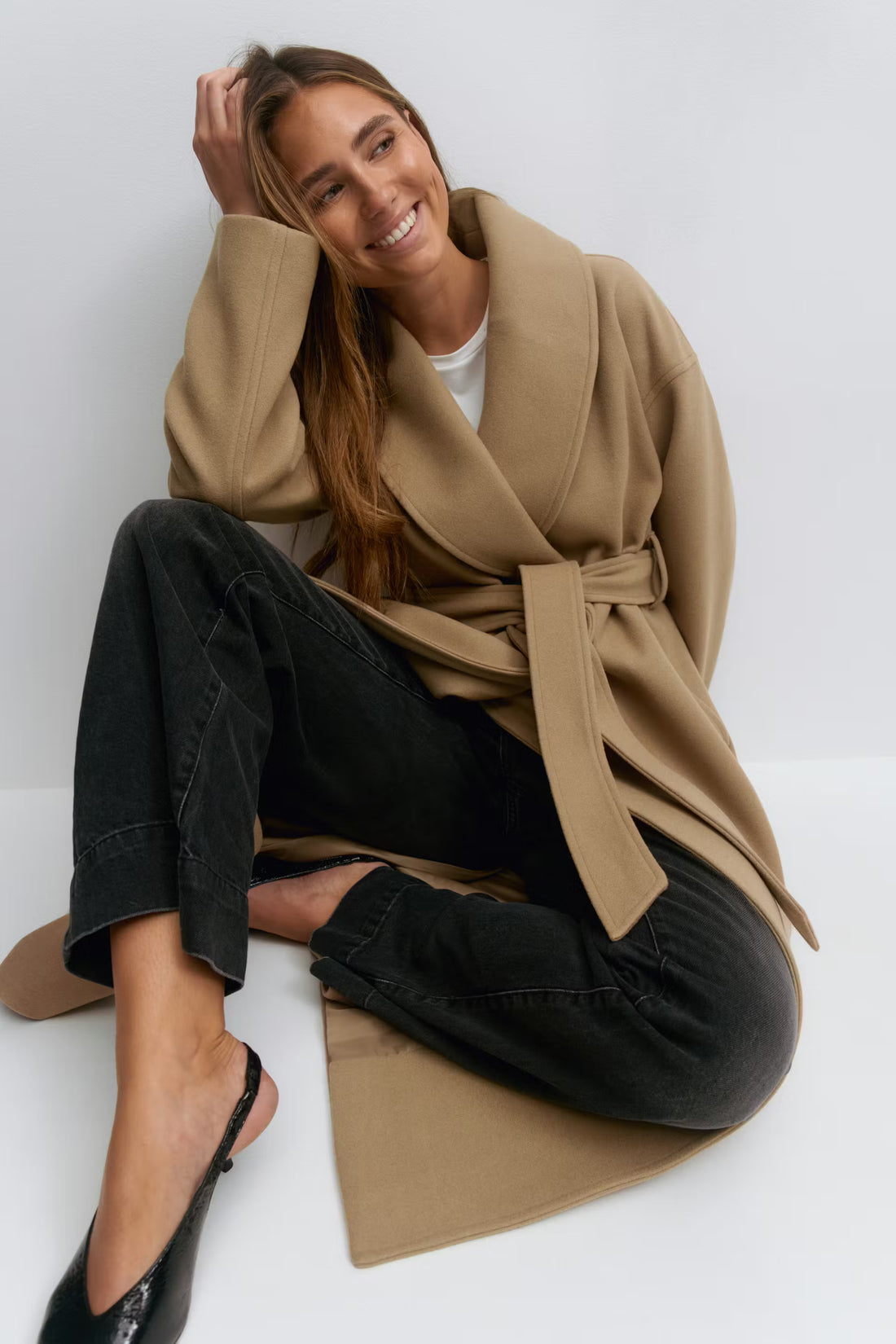 Shawl collar long coat