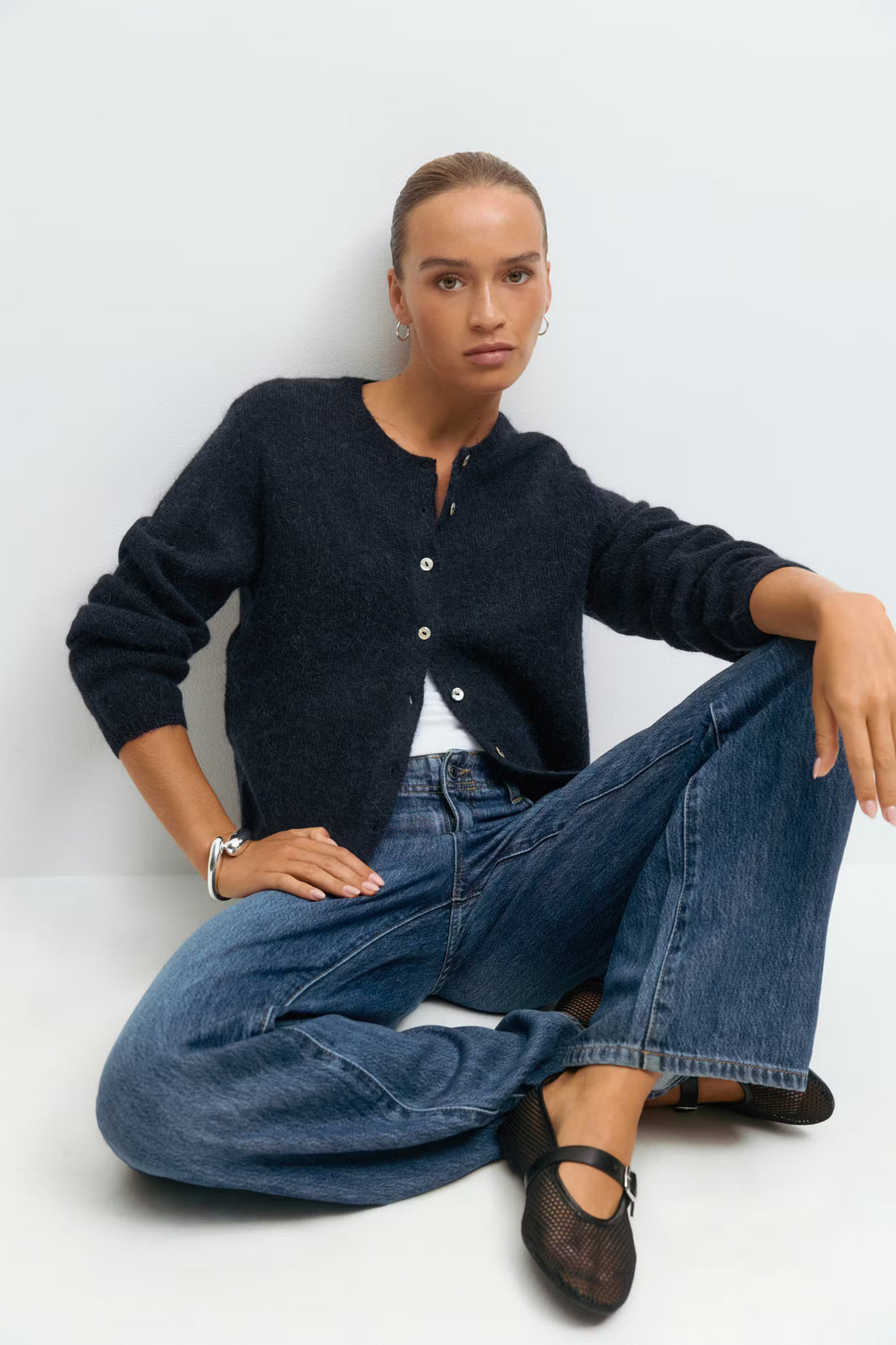 Alpaca blend knitted cardigan