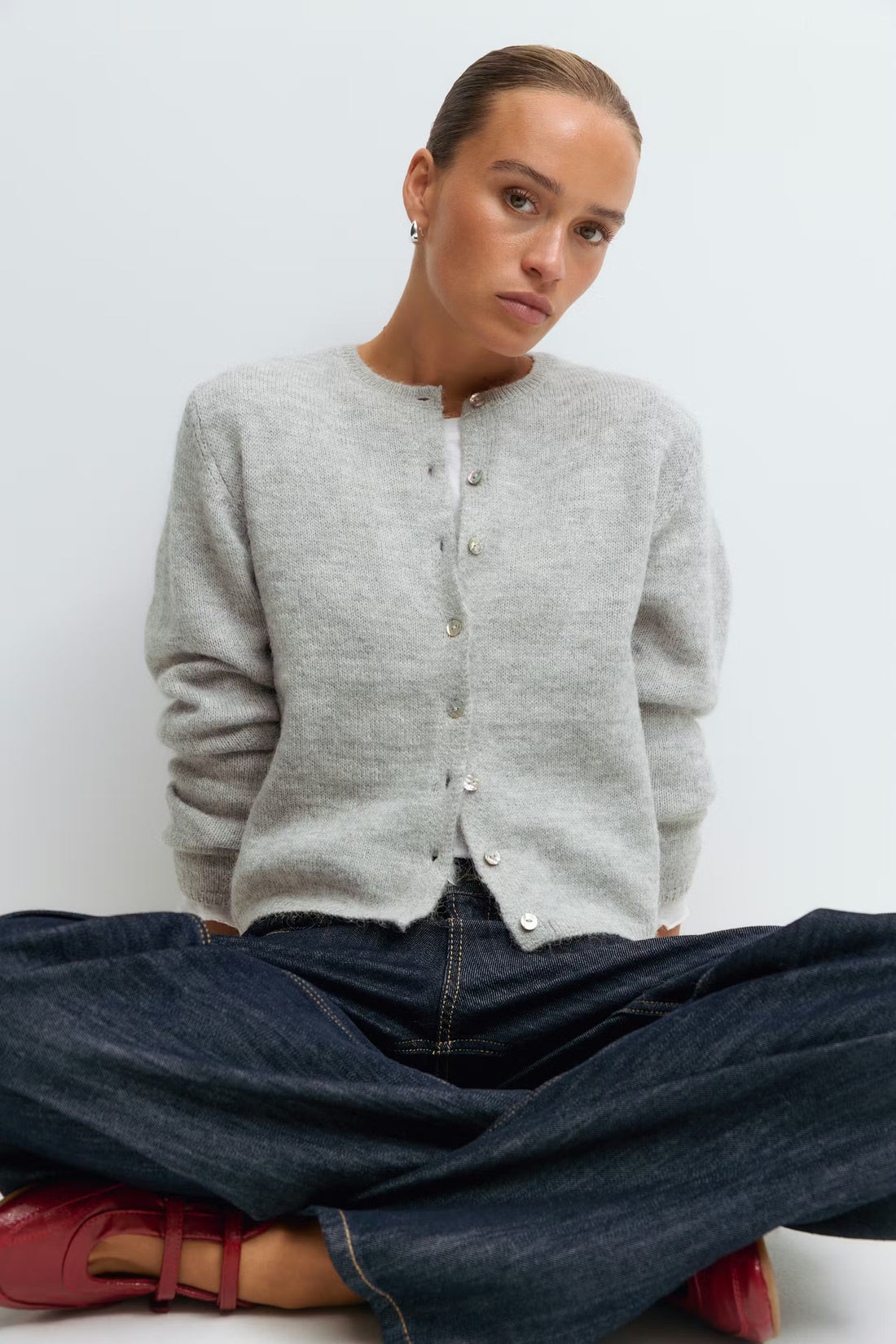 Alpaca blend knitted cardigan