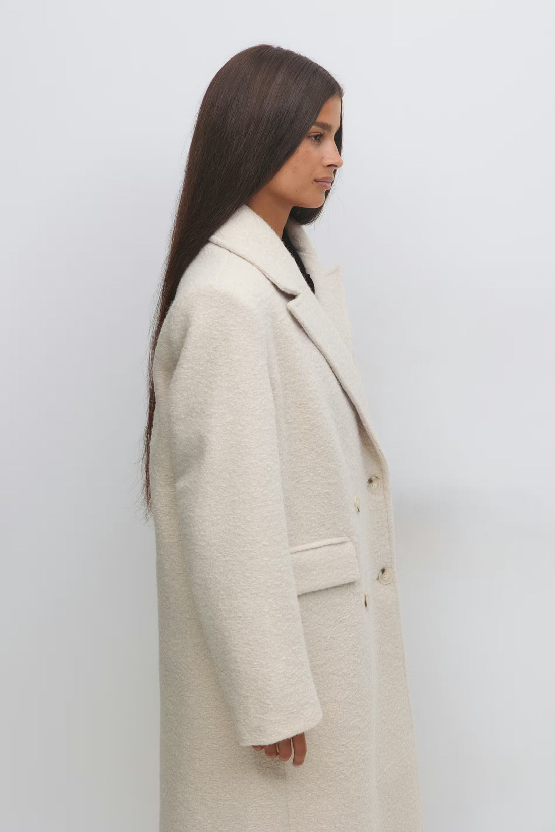 Long bouclé coat