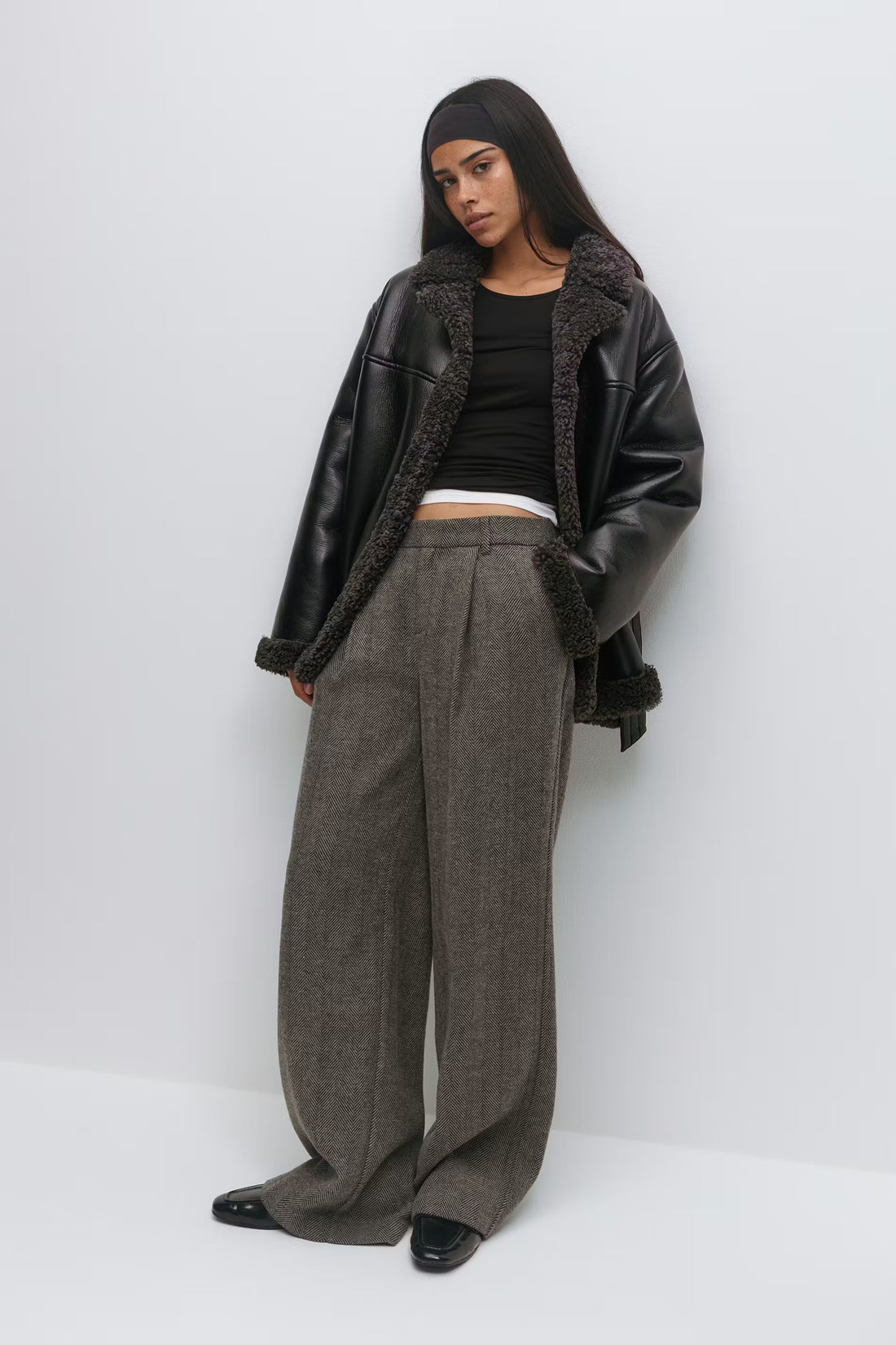 Teddy pu belted jacket