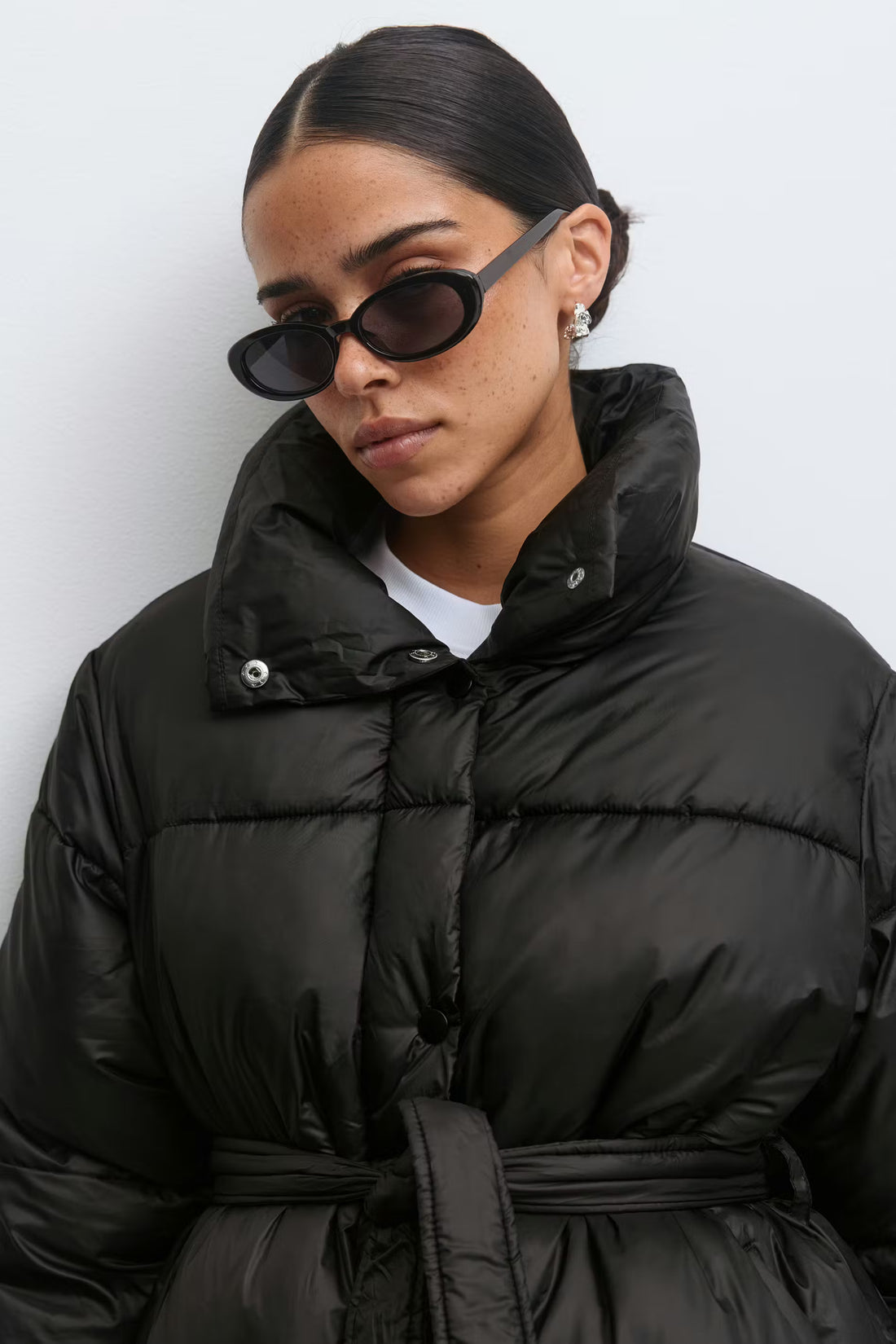 Belted puffer jacket