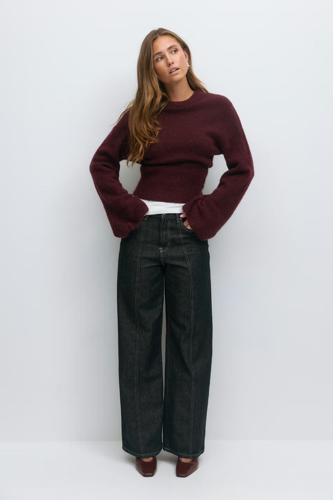 Wide sleeve knitted sweater