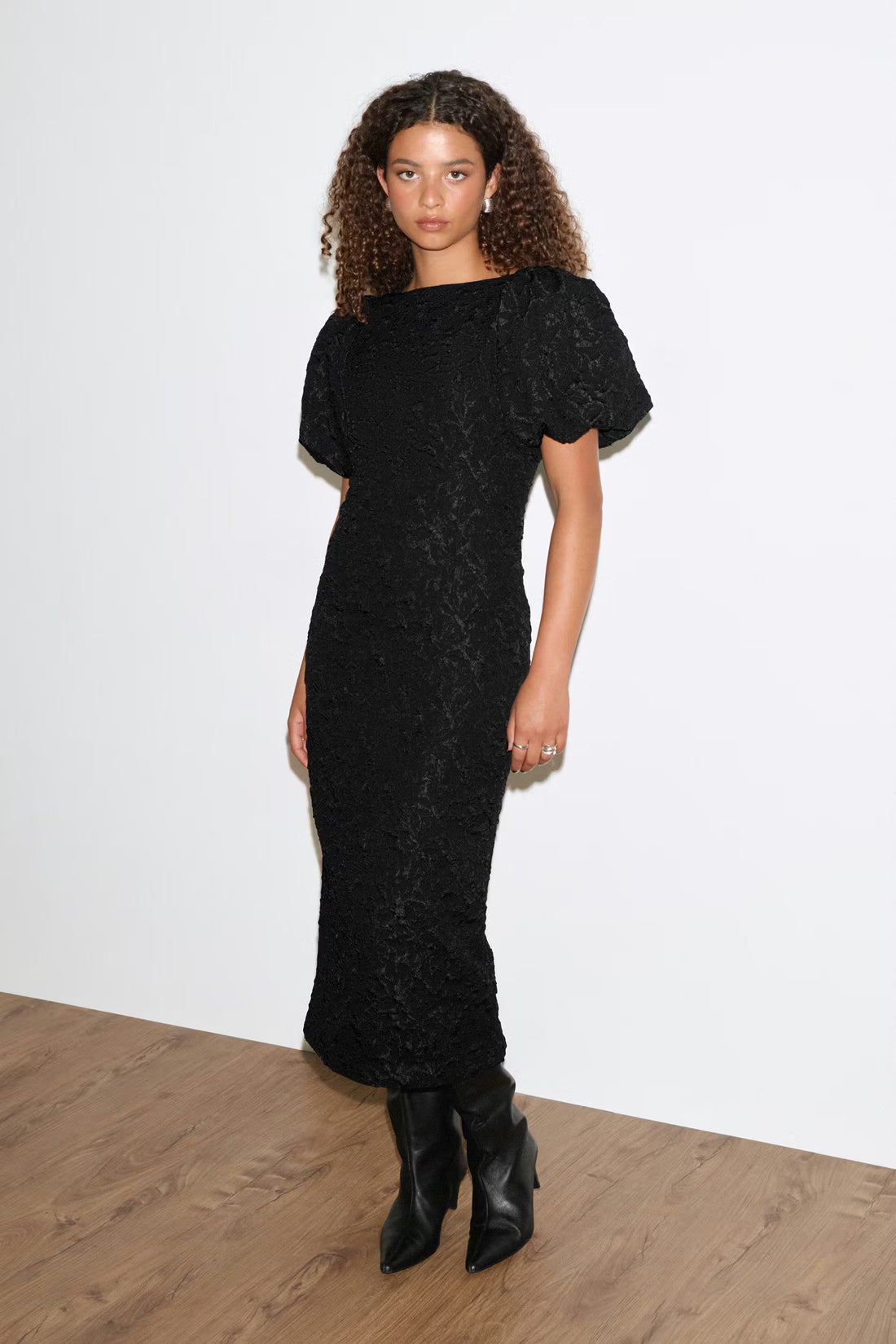 Puff sleeve midi dress