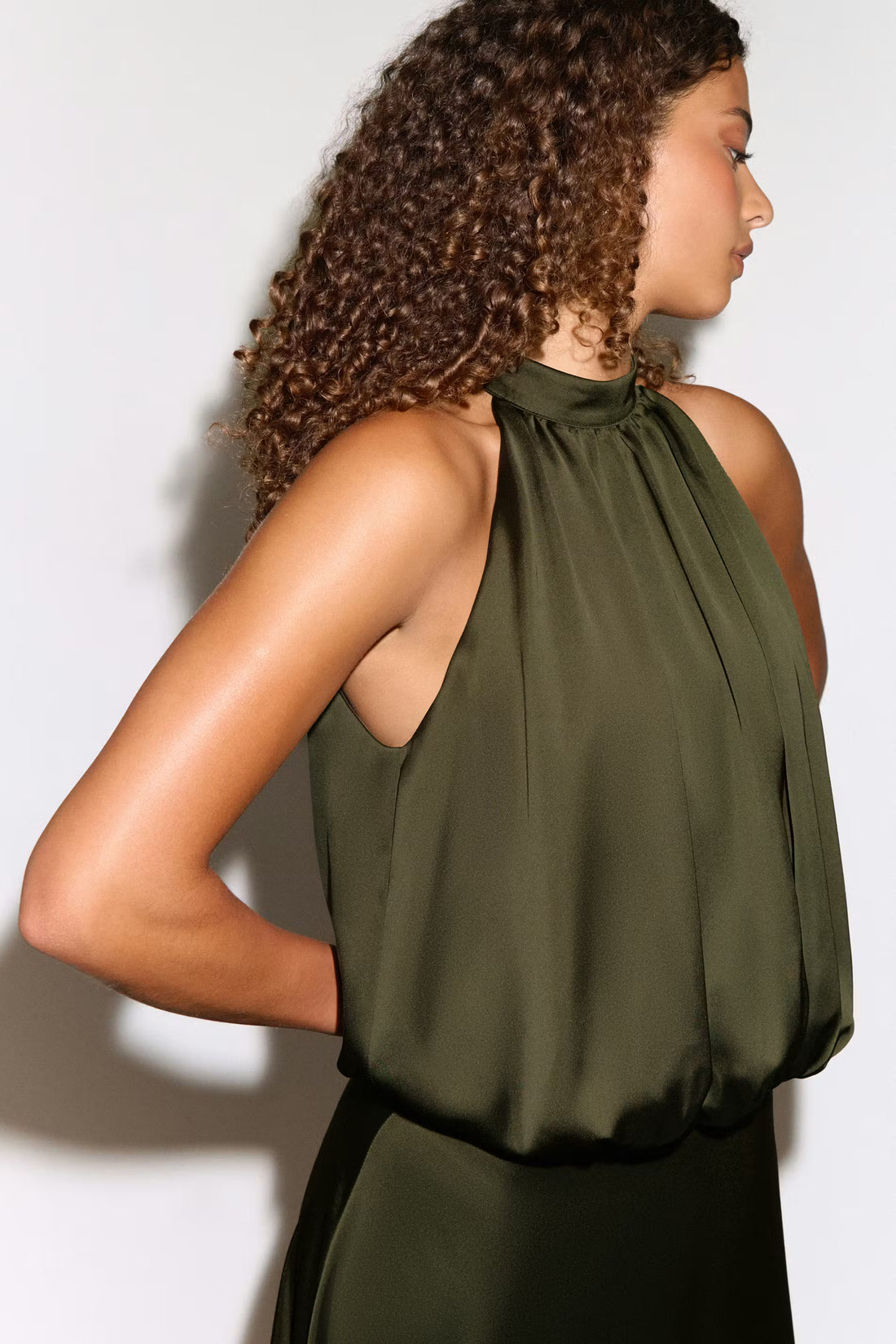 Satin halterneck maxi dress